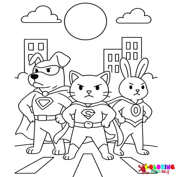Superhero Pets Coloring Pages