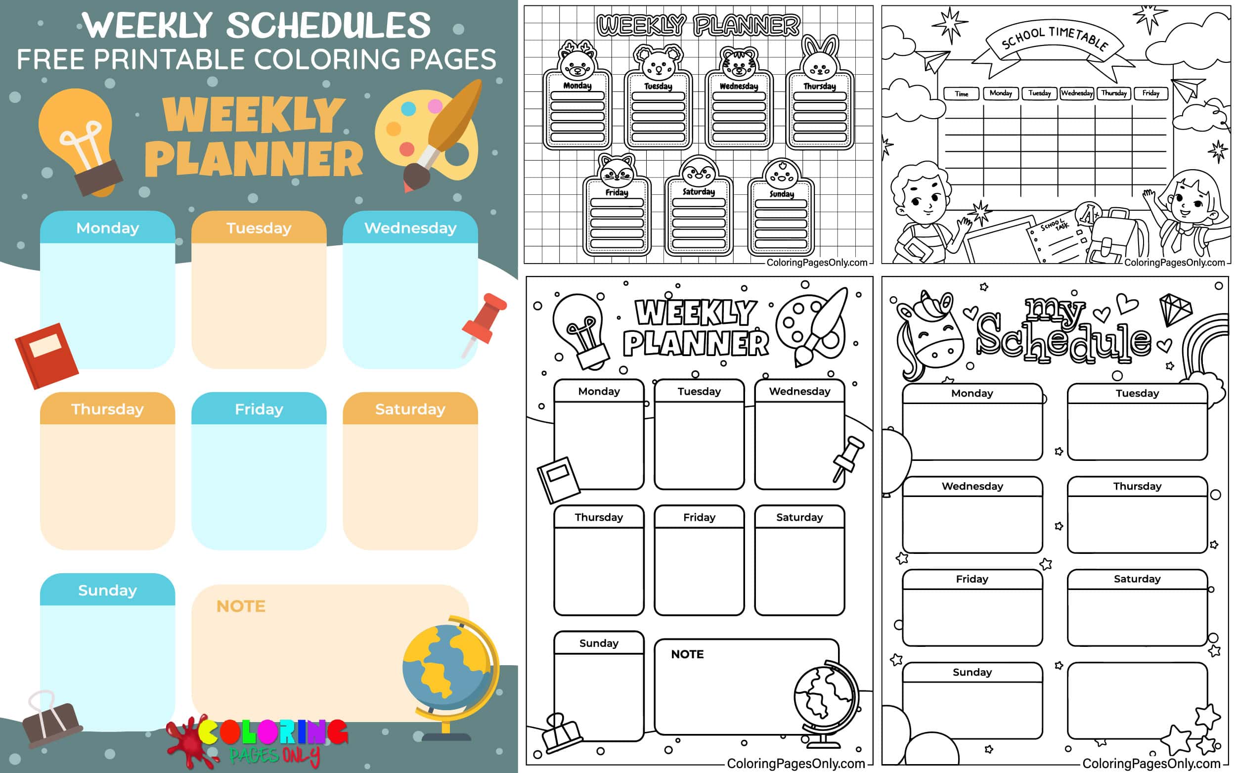 Weekly Schedules Coloring Pages