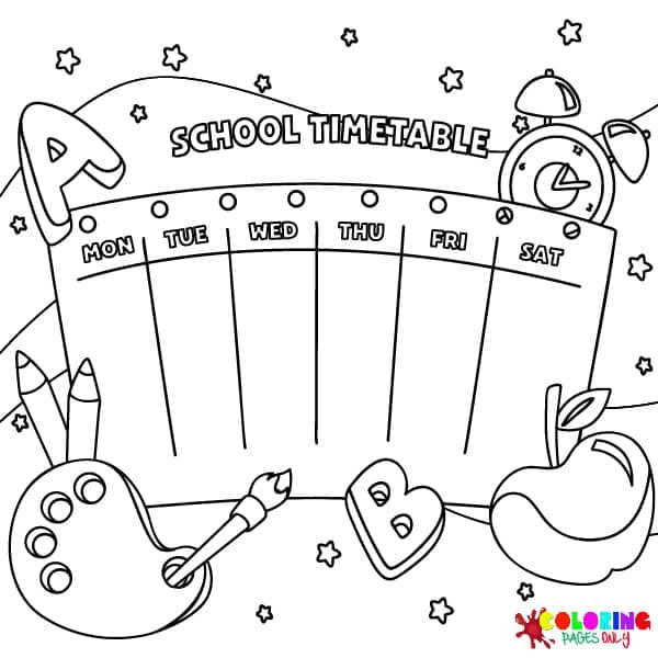 Weekly Schedules Coloring Pages