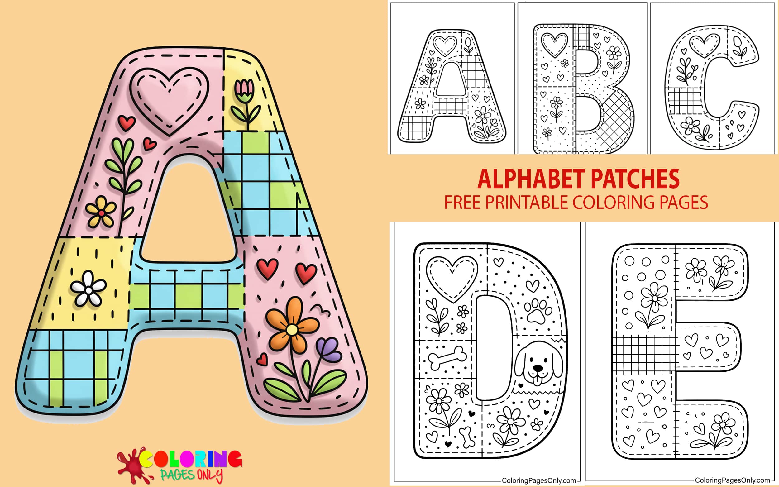 Alphabet Patches Coloring Pages