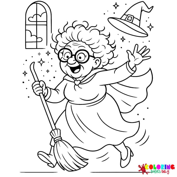 Crazy Grandma Coloring Pages