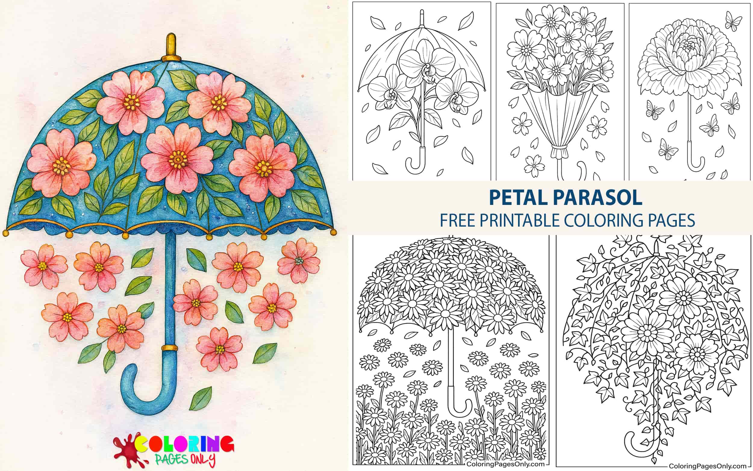 Petal Parasol Coloring Pages