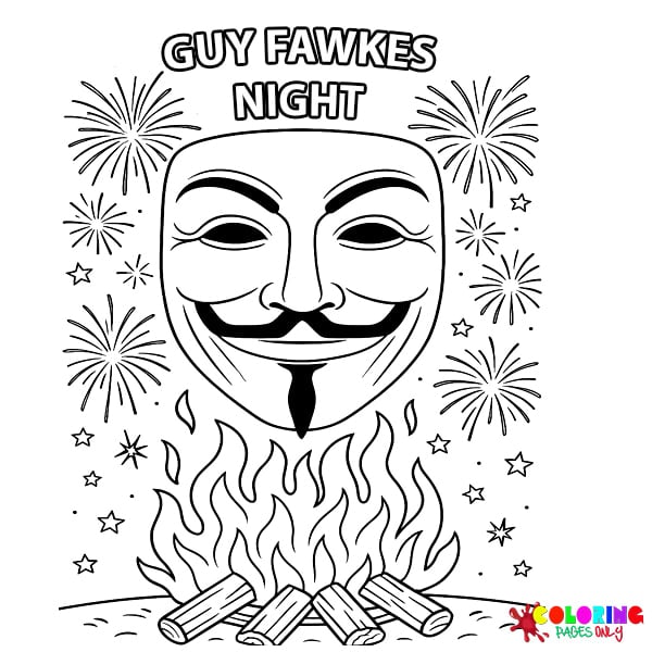 Guy Fawkes Night Coloring Pages