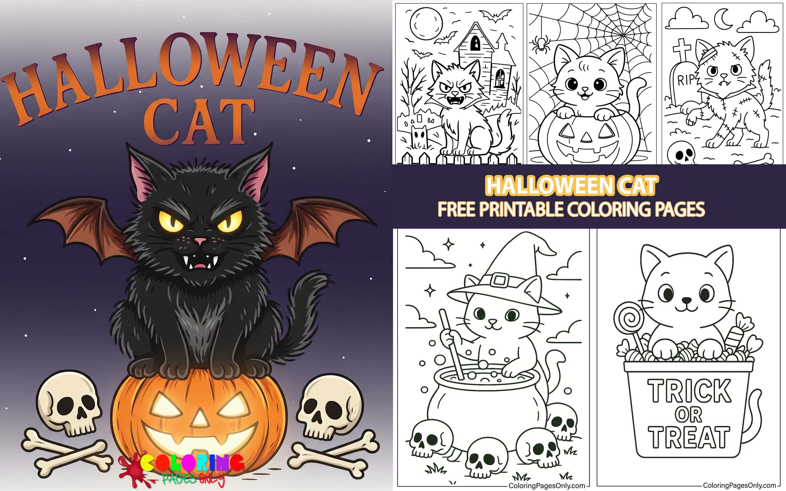 Halloween Cat Coloring Pages