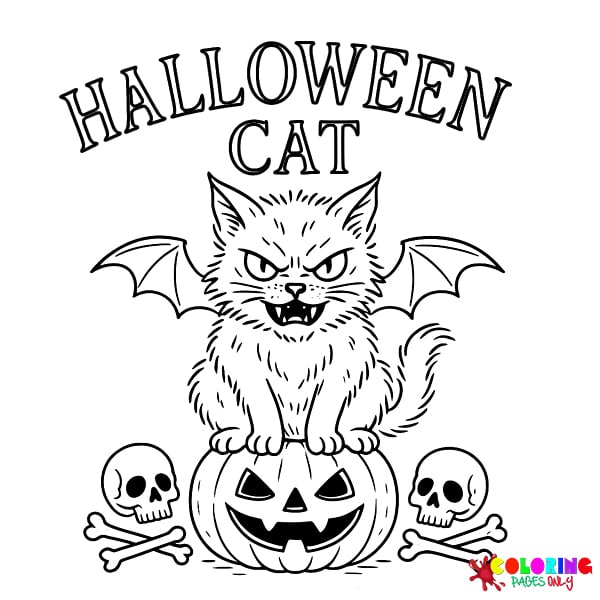 Halloween Cat Coloring Pages