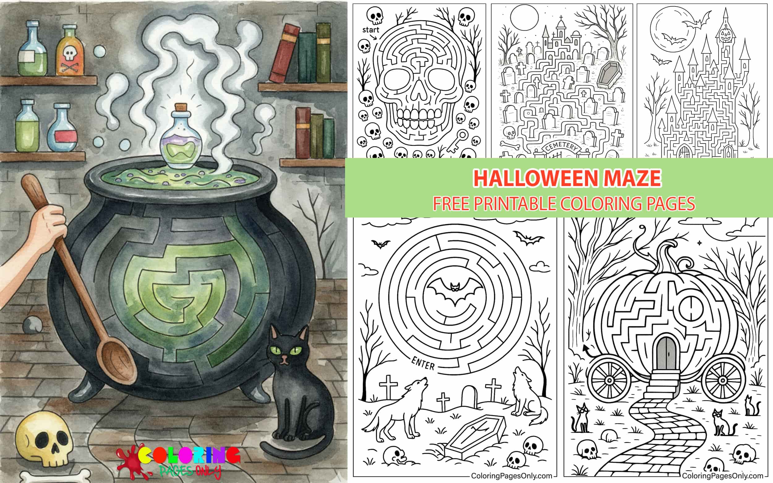 Halloween Maze Coloring Pages