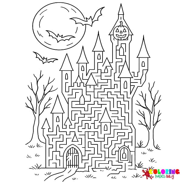 Halloween Maze Coloring Pages