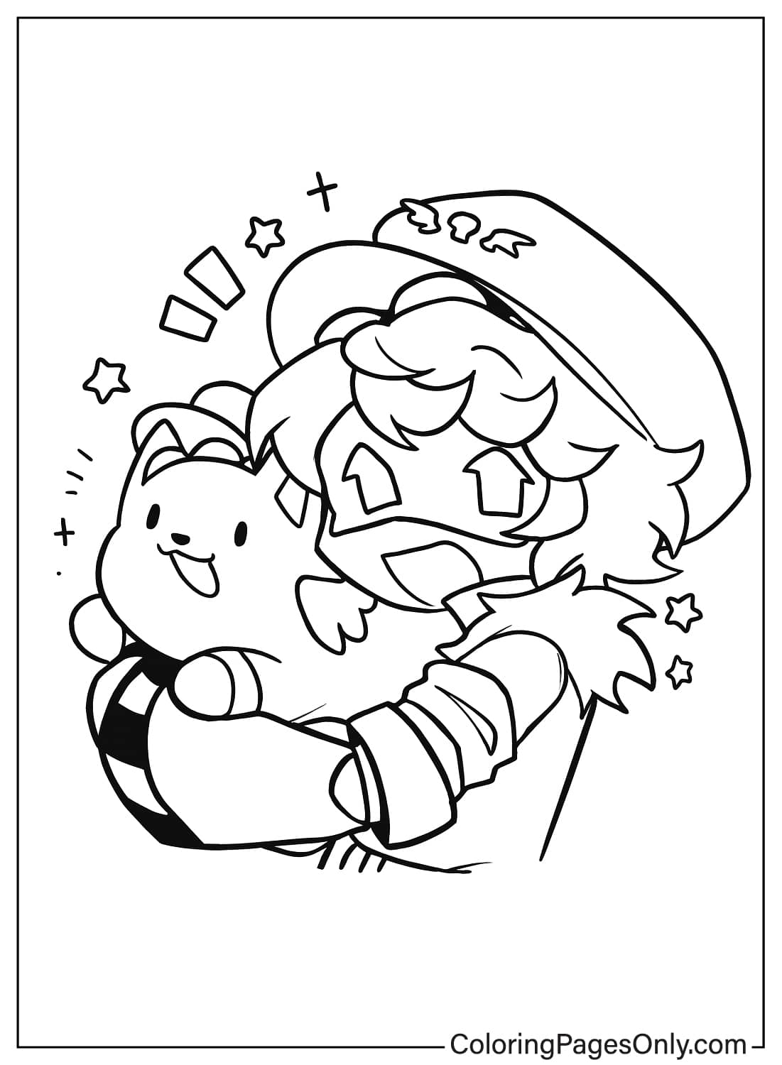 Murder Drones N Hugging Cute Plushie Coloring Page N drone hugging bear plushie Murder Drones from Murder Drones