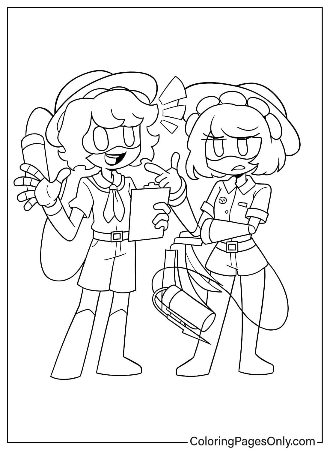 Murder Drones N and V Drone Talking Coloring Page N and V drones talking having a discussion from Murder Drones