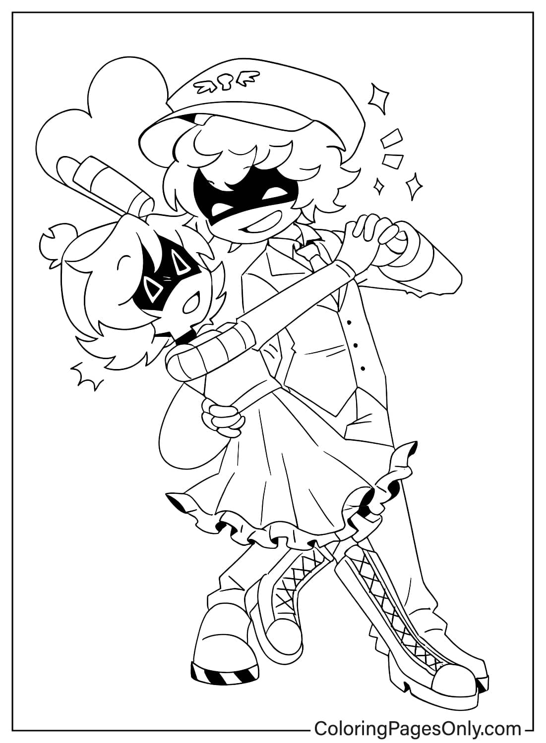 Murder Drones Uzi and N Dancing Coloring Page Uzi and N drones dancing fun coloring image from Murder Drones