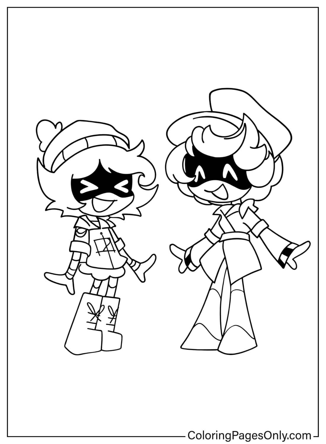 Murder Drones Uzi and N Smiling Coloring Page Happy Uzi and N Murder Drones coloring outline from Murder Drones