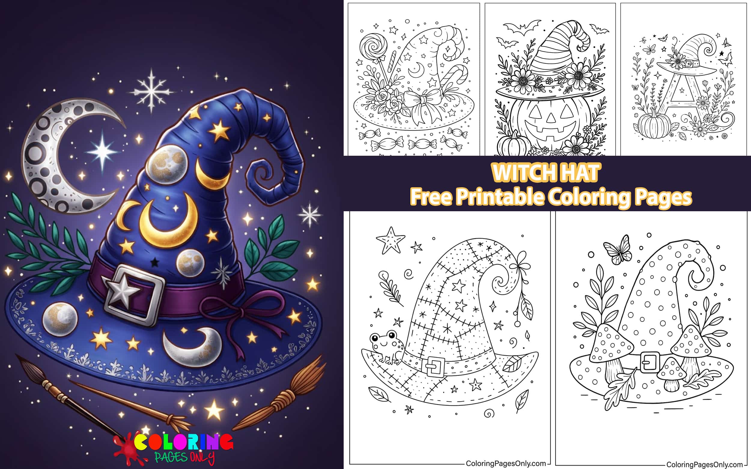 Witch Hat Coloring Pages