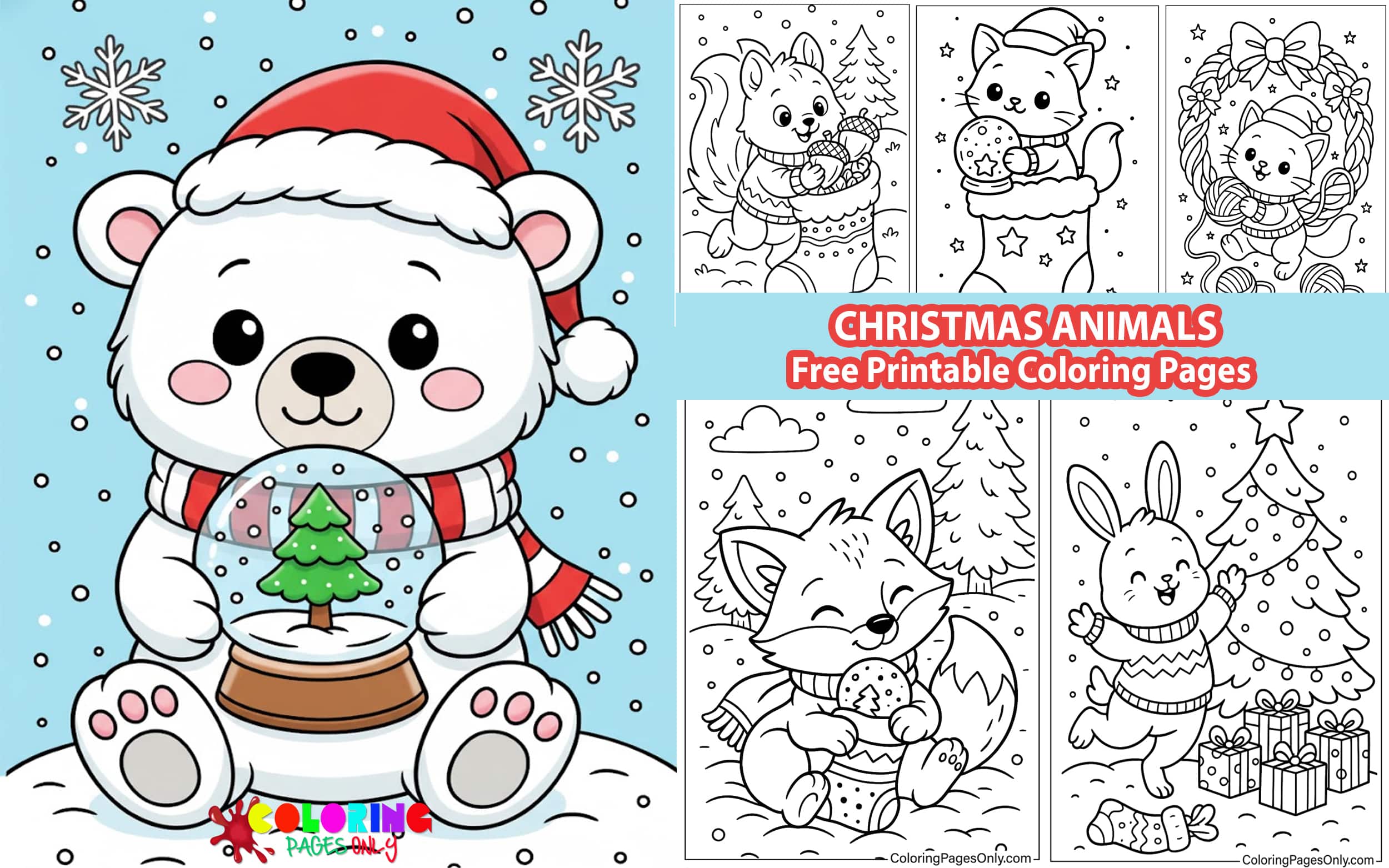 Christmas Animals Coloring Pages