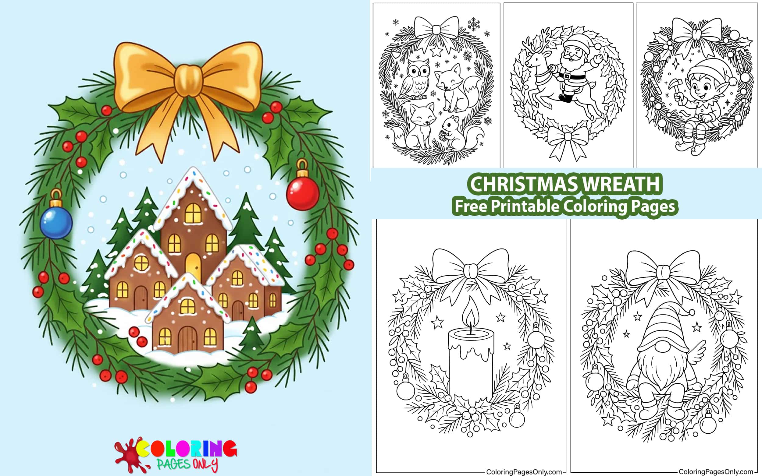 Christmas Wreath Coloring Pages