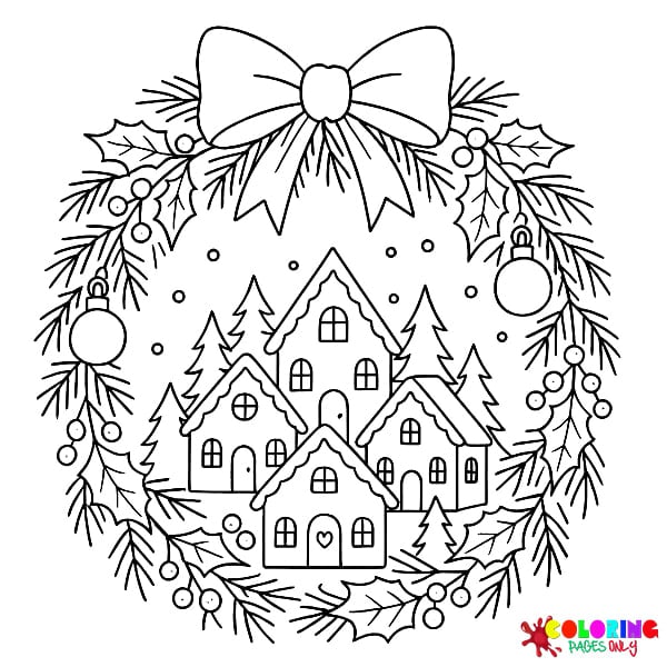 Christmas Wreath Coloring Pages