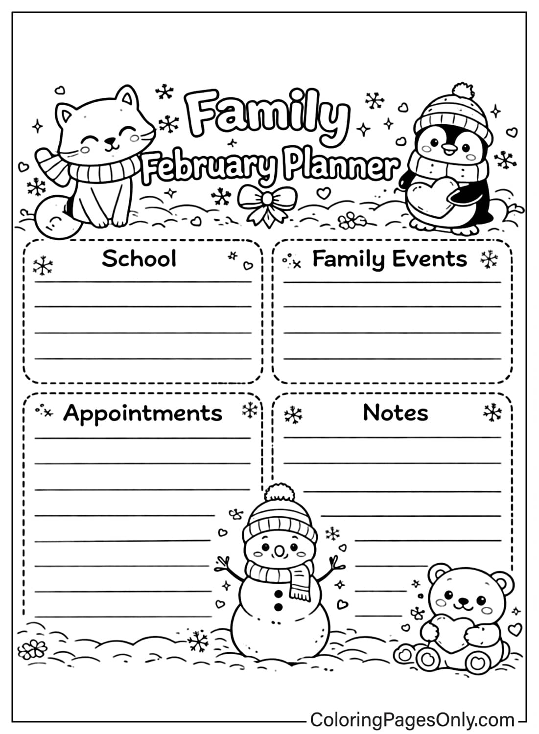 family february planner coloring pages from February 2026