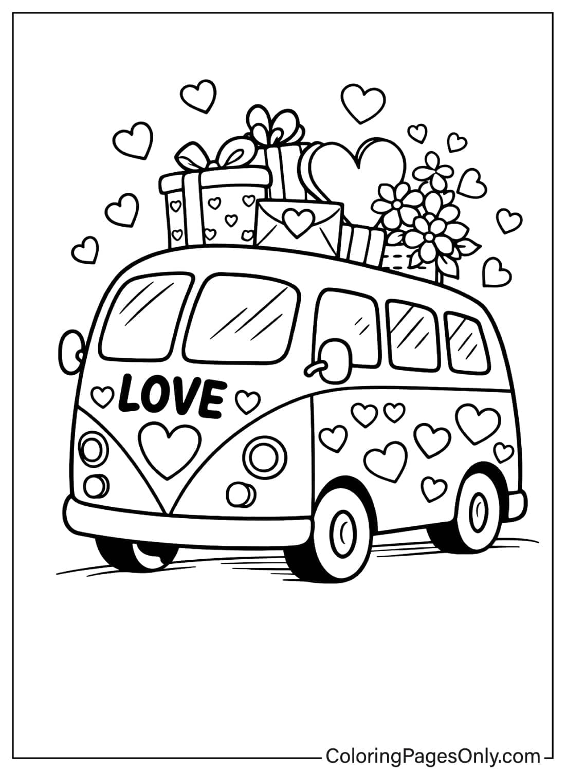 february coloring pages love bus from February 2026