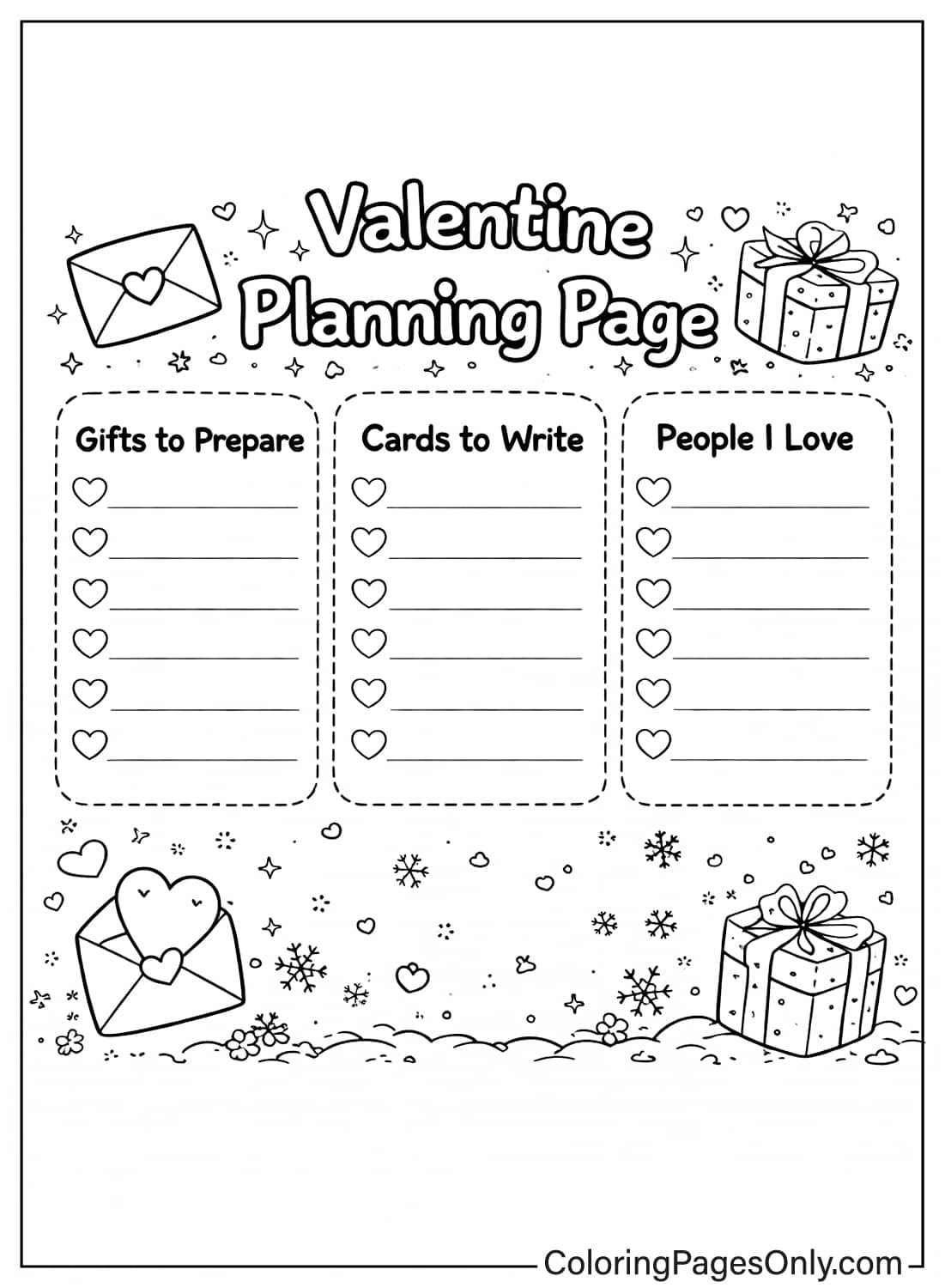 February coloring pages valentine organizer from February 2026