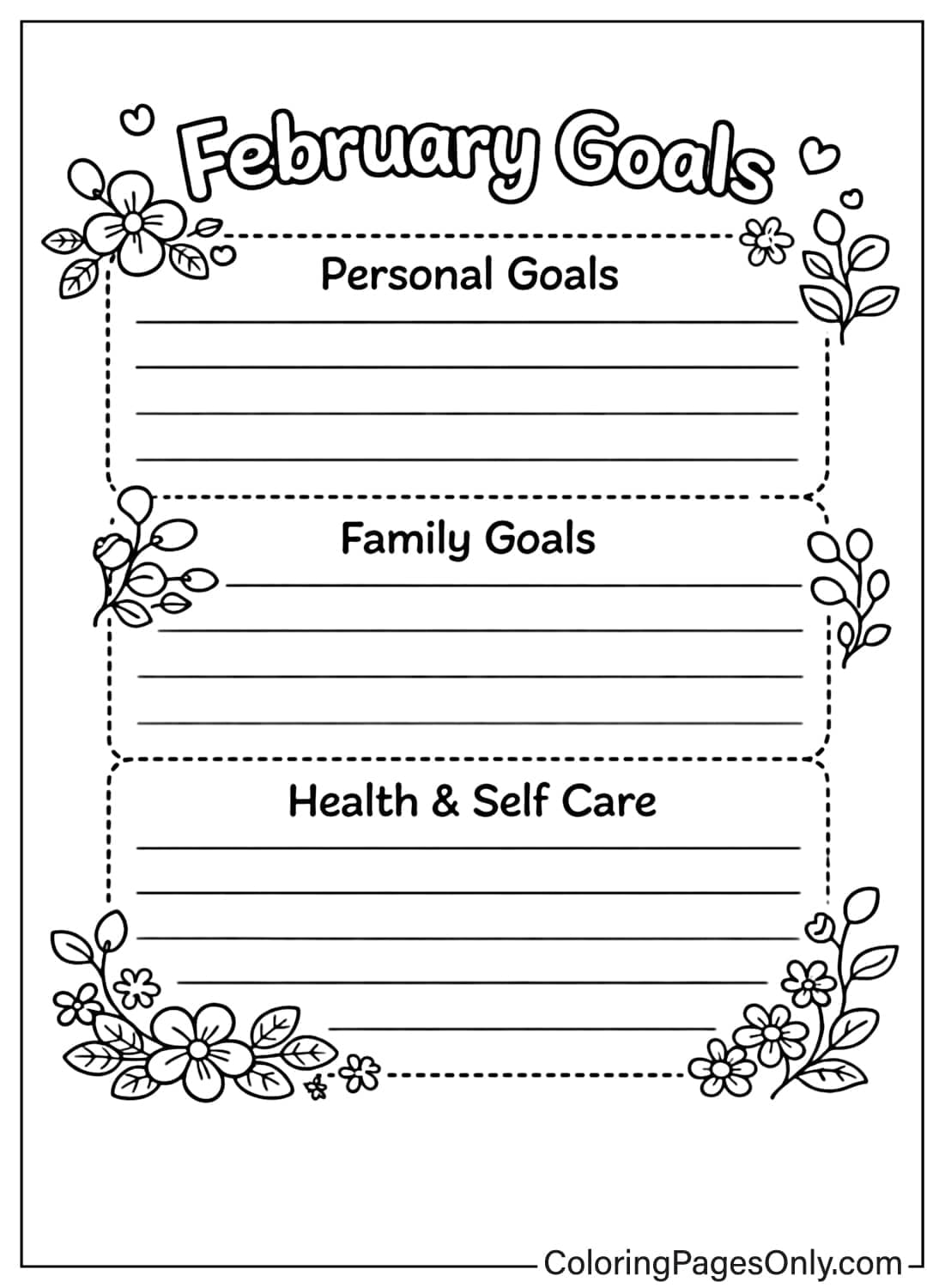 february goals coloring pages from February 2026