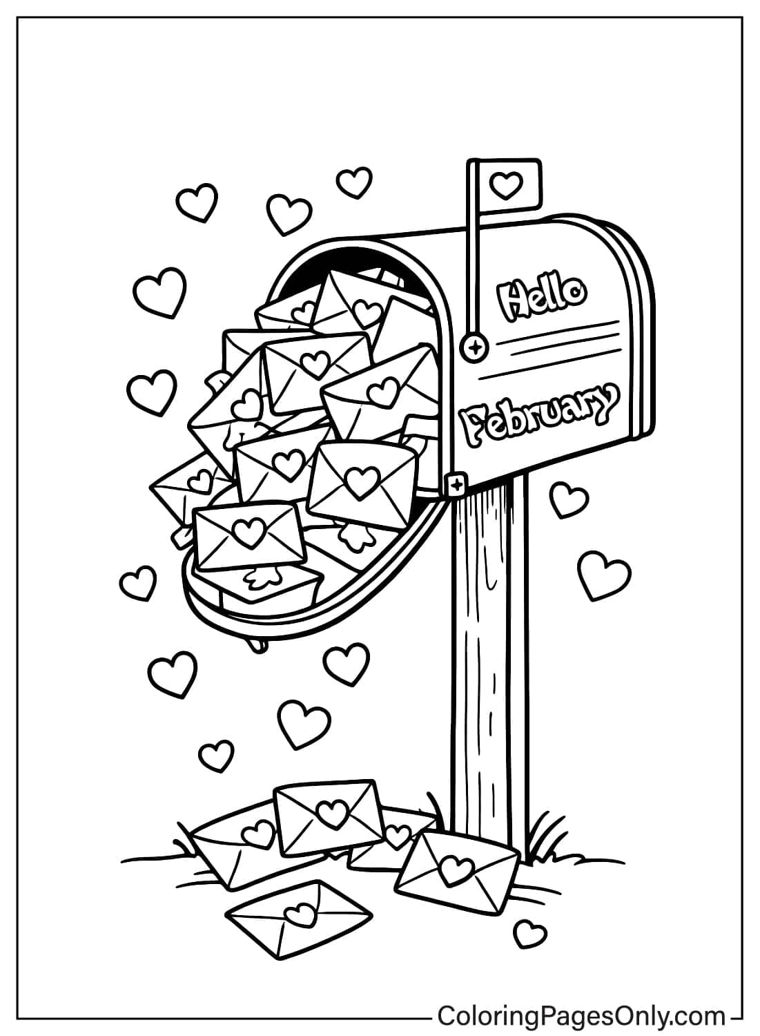 february love mailbox coloring pages from February 2026