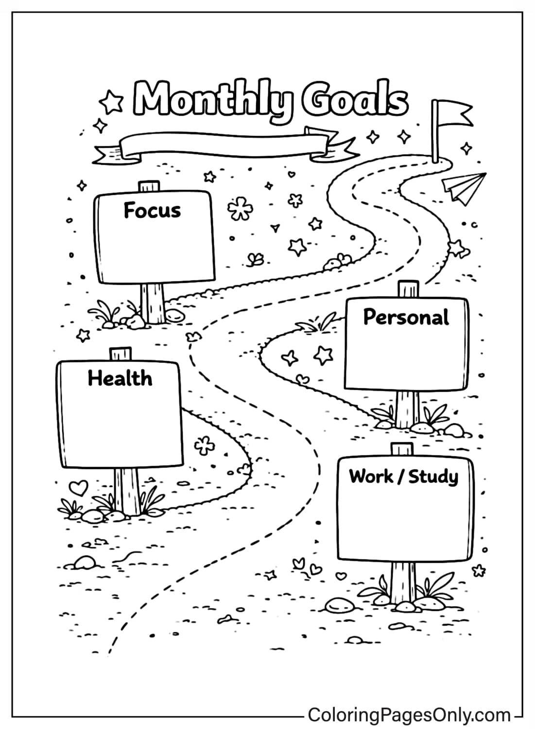 monthly goals calendar coloring pages goal path from Calendar