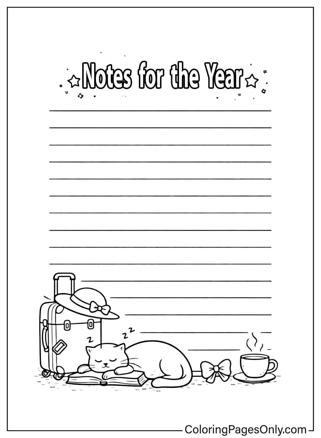 notes for the year calendar coloring pages from Calendar