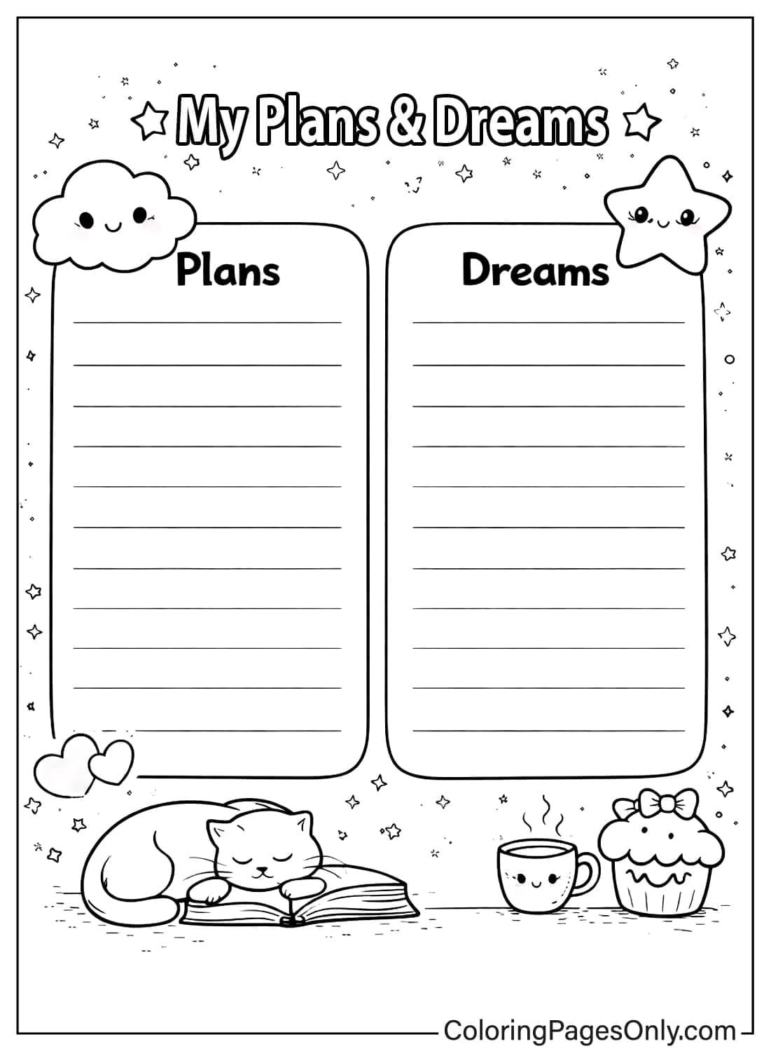 plans and dreams calendar coloring pages from Calendar
