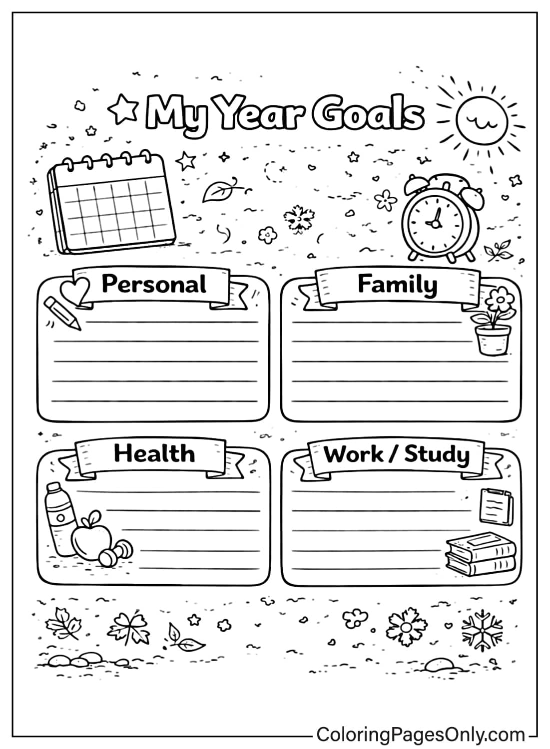 year goals calendar coloring pages categories from Calendar