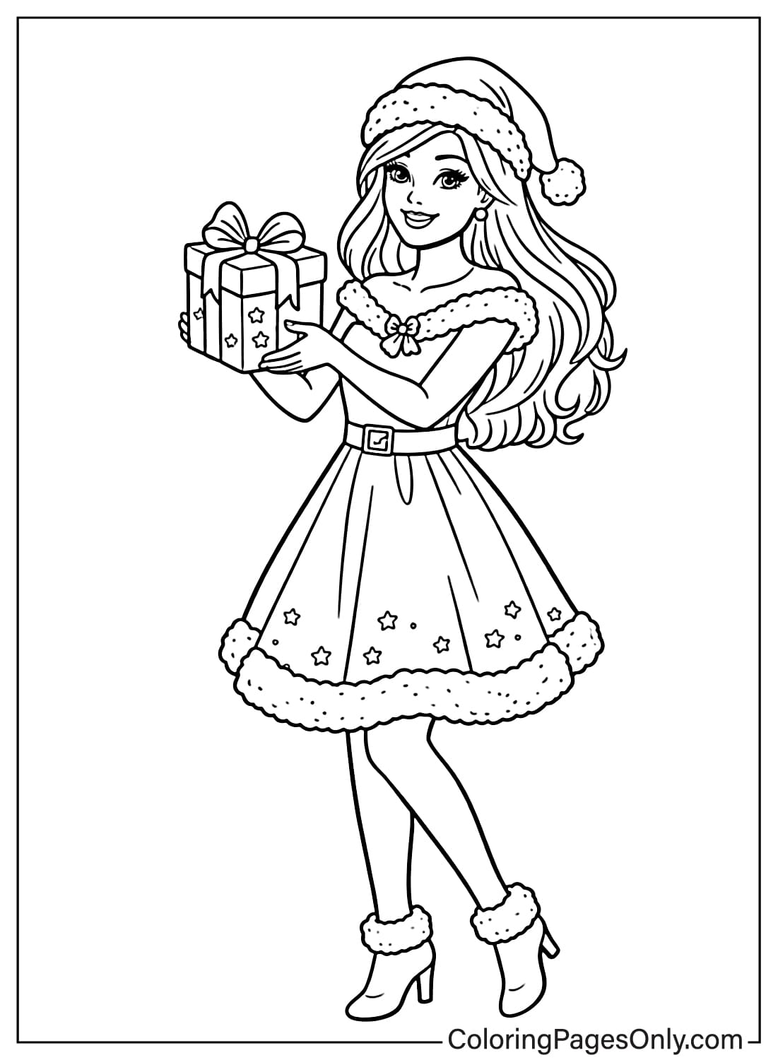 Barbie Christmas Coloring Page from Barbie