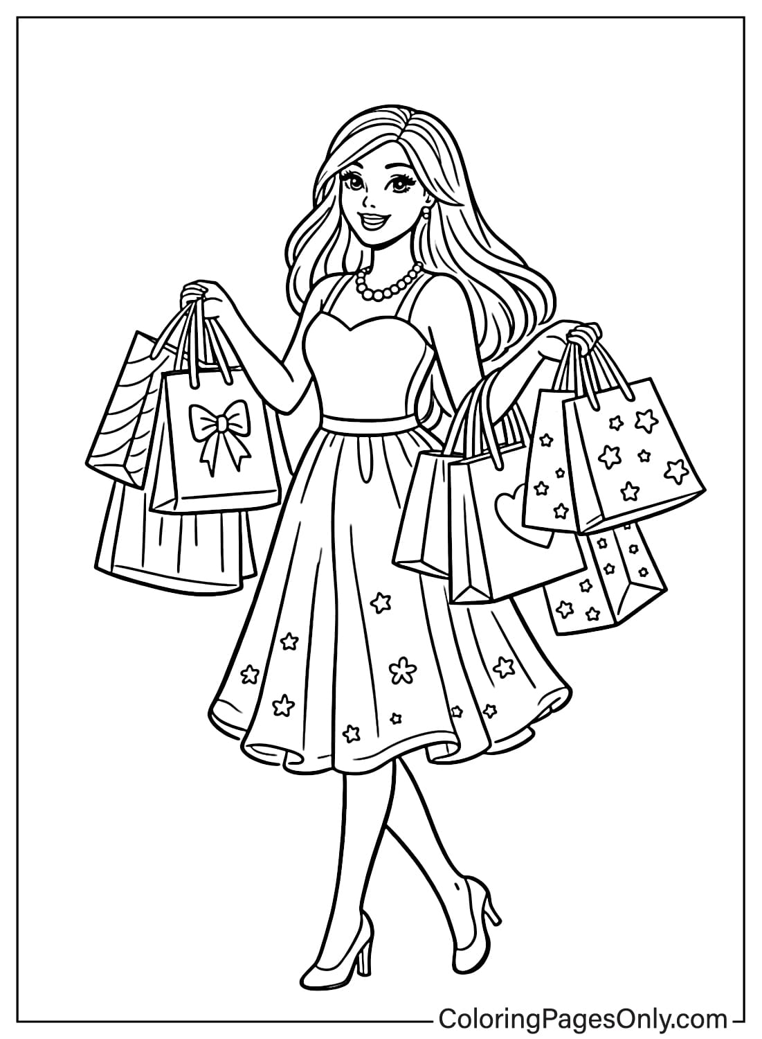 Barbie holding shopping bags coloring page from Barbie