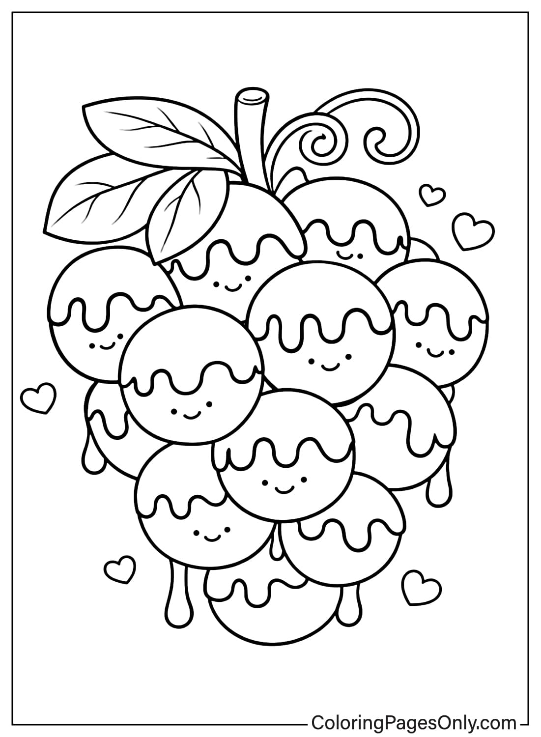 Chocolate Candy Balls With Smiles Coloring Page from Chocolate