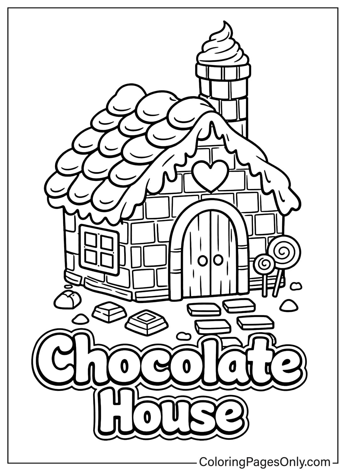 Chocolate House Fairy Tale Coloring Page from Chocolate