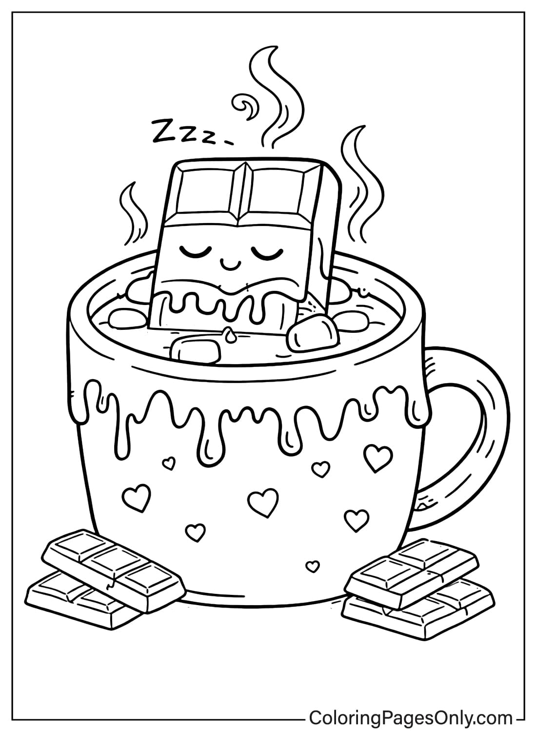 Chocolate Bar And Milk Coloring Page from Chocolate