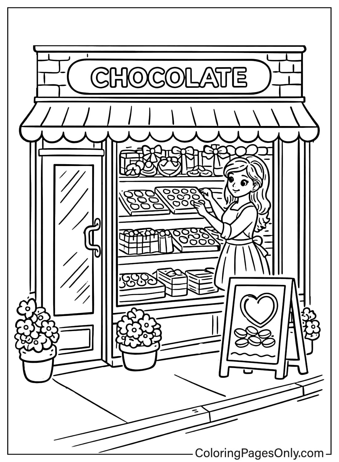 Chocolate Shop Coloring Pages For Kids from Chocolate