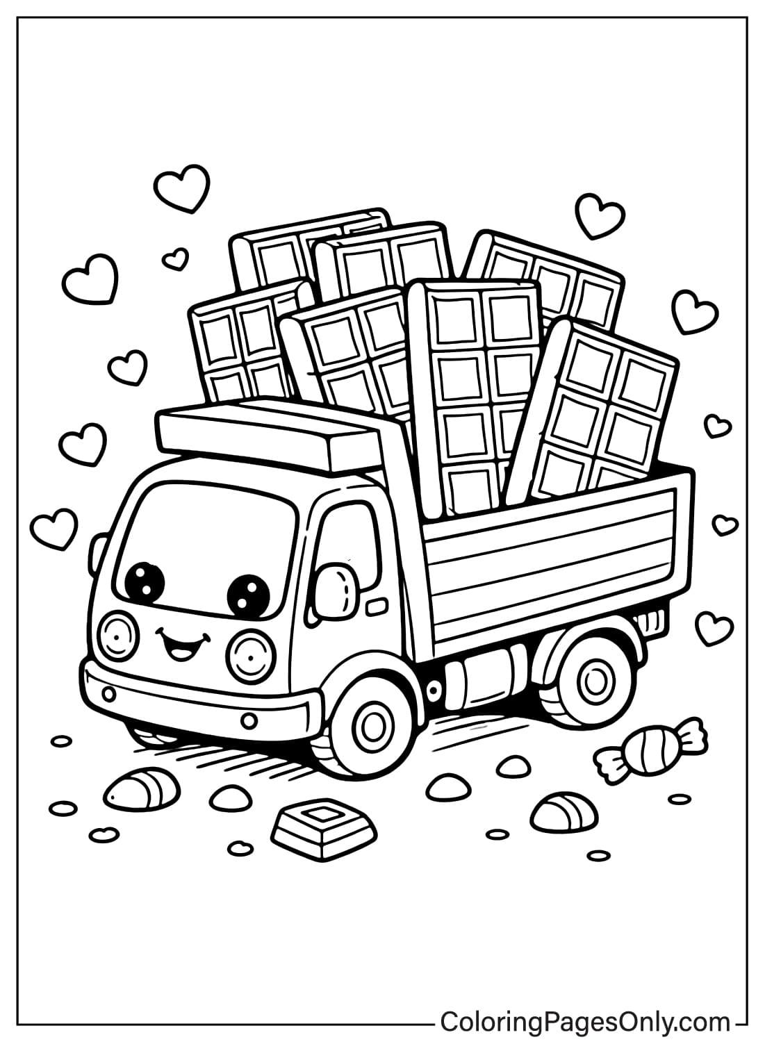 Chocolate Delivery Truck Coloring Page from Chocolate