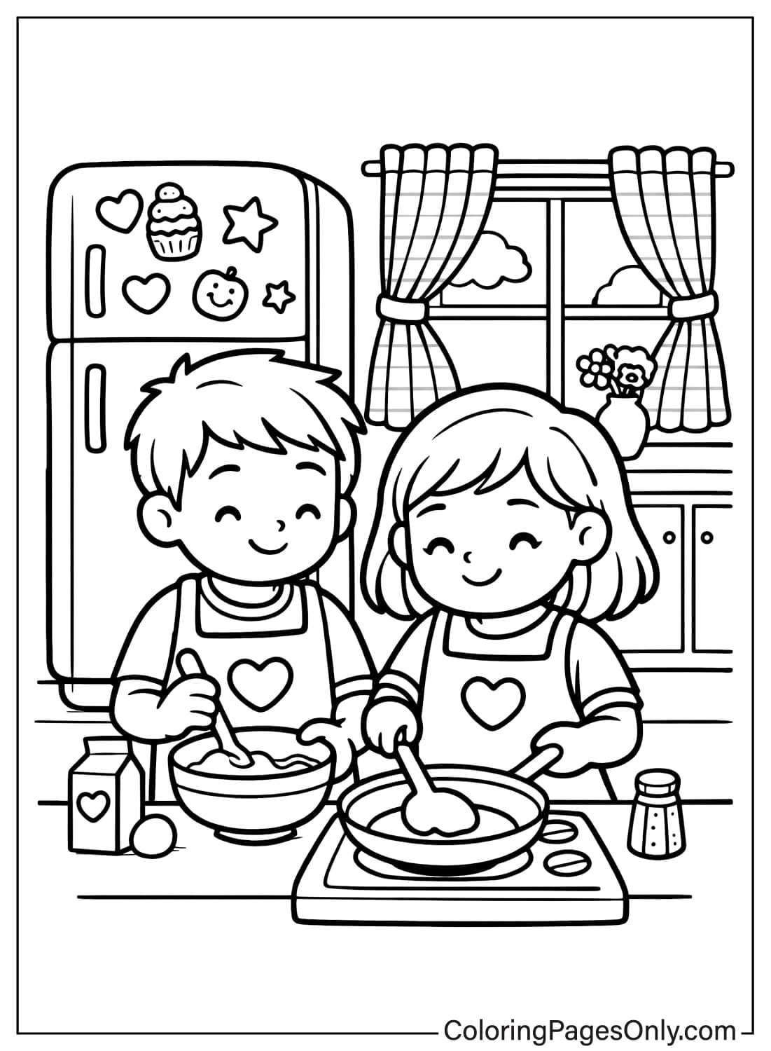 Cozy Love Coloring Pages Couple Cooking Together from Cozy Love