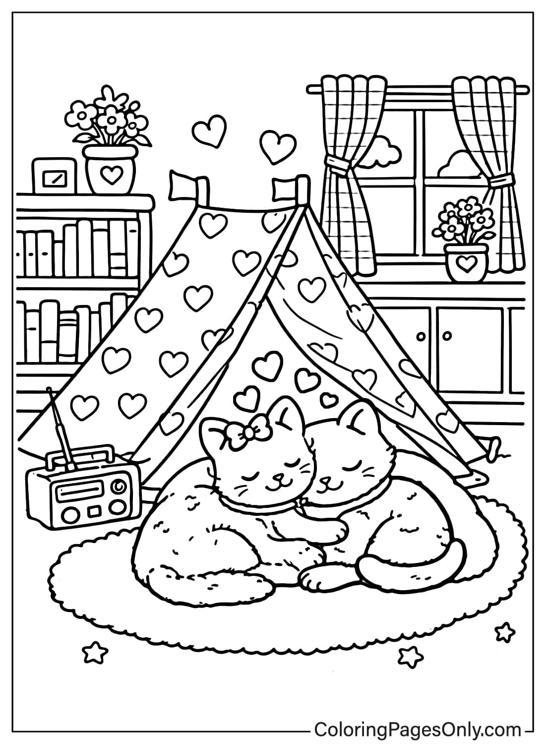 Cozy Love Coloring Pages Cute Cats Snuggling from Cozy Love