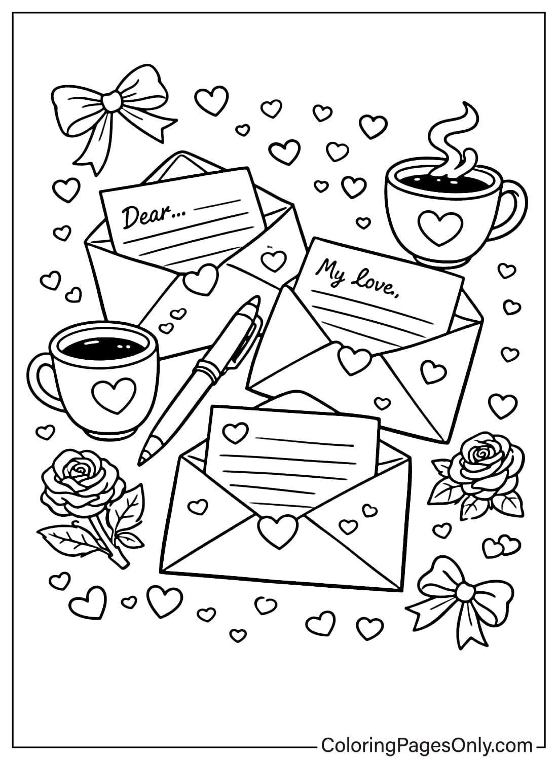 Cozy Love Coloring Pages Love Letters And Coffee from Cozy Love