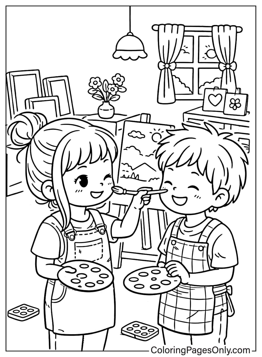 Cozy Love Coloring Pages Couple Painting Art from Cozy Love