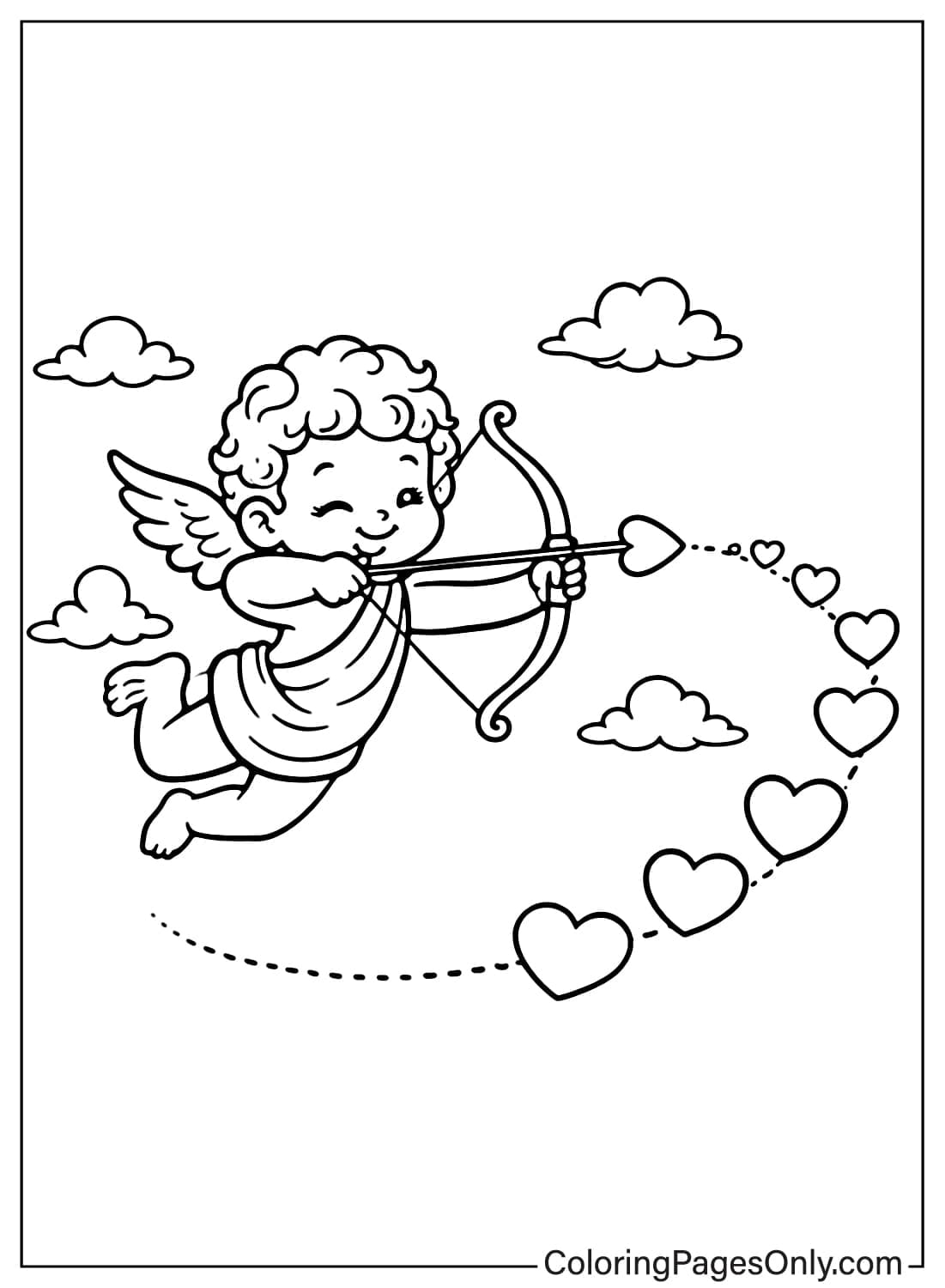 Love Coloring Pages Cupid Shooting Heart Arrow from Love