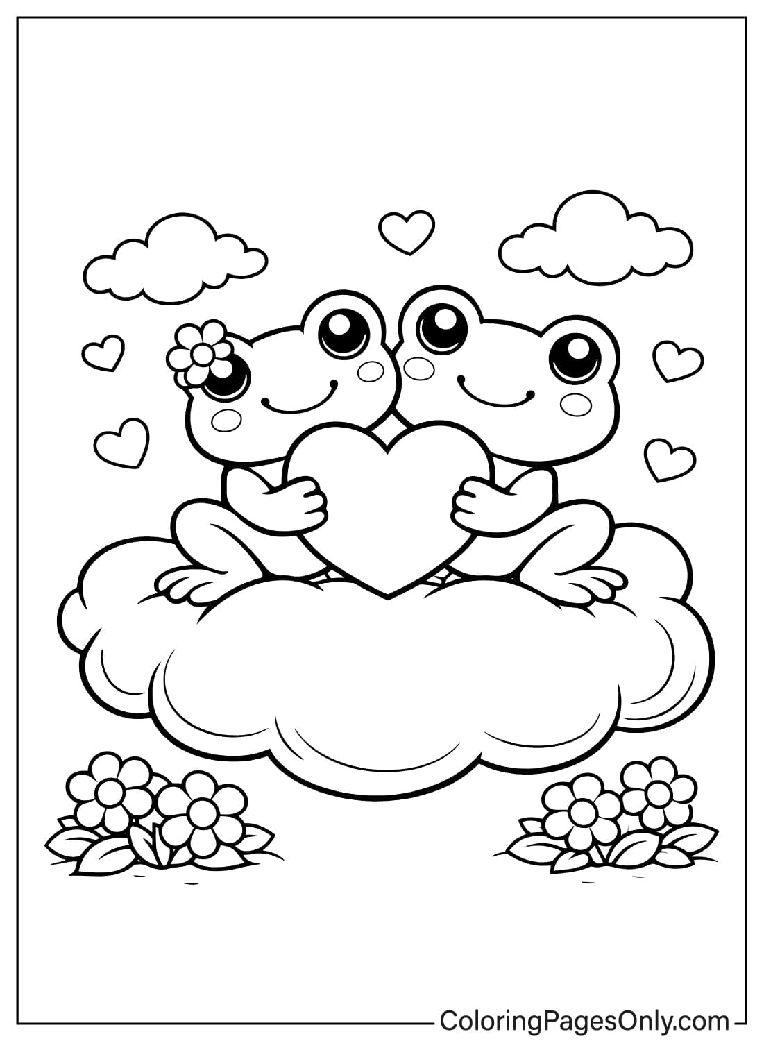 Valentines Day Coloring Pages Frogs Holding Heart from Valentine's Day