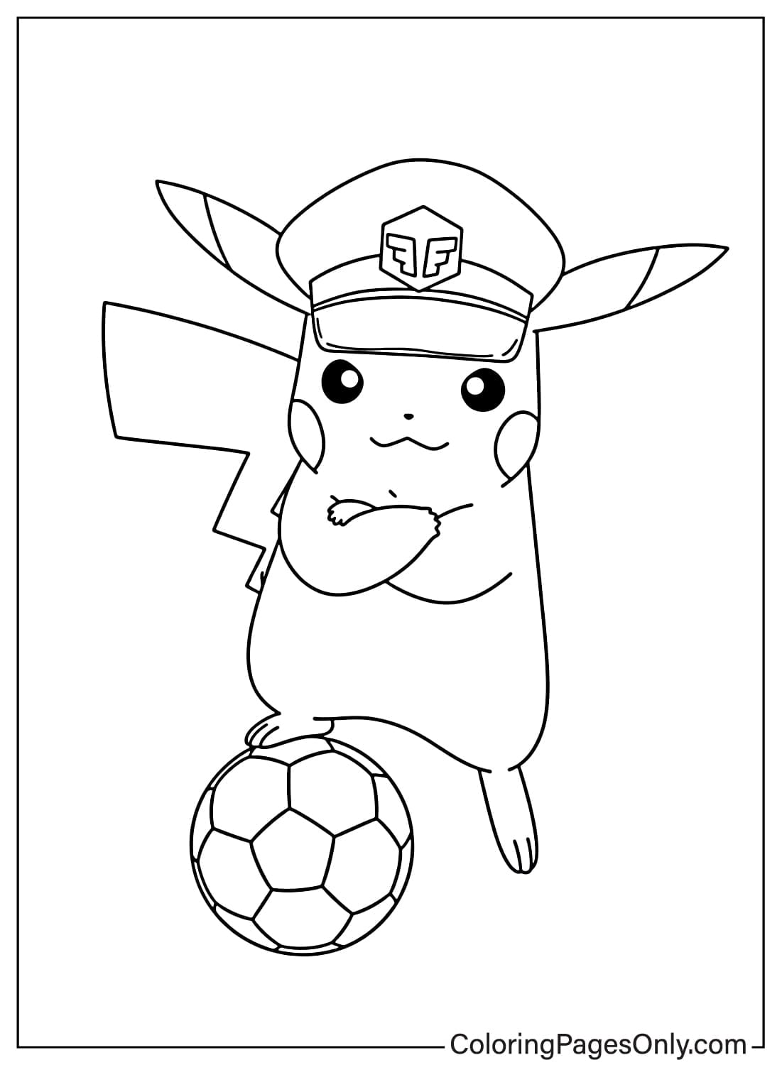 Pikachu soccer player coloring page from Pikachu