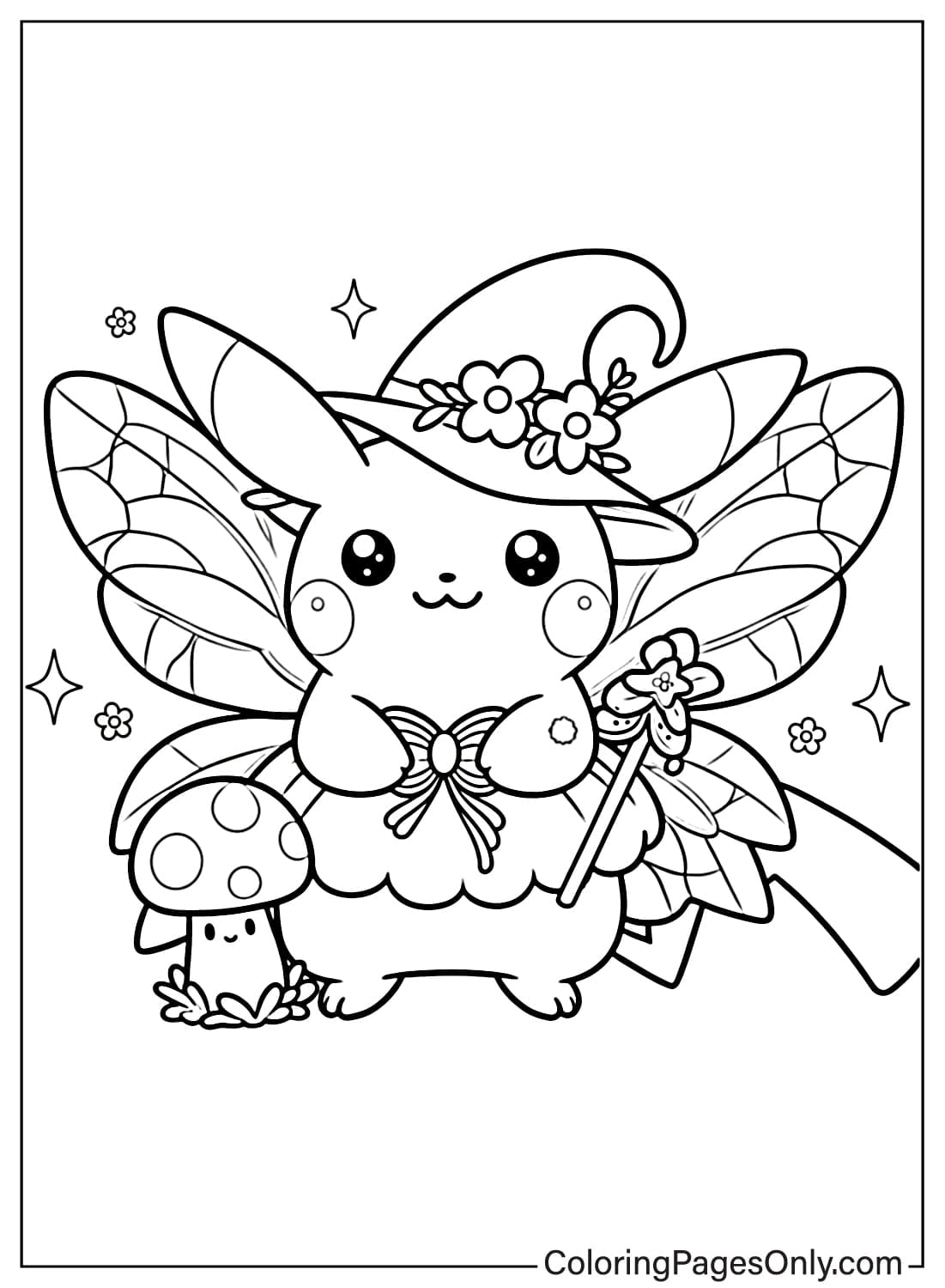 Fairy Pikachu with wings coloring page from Pikachu