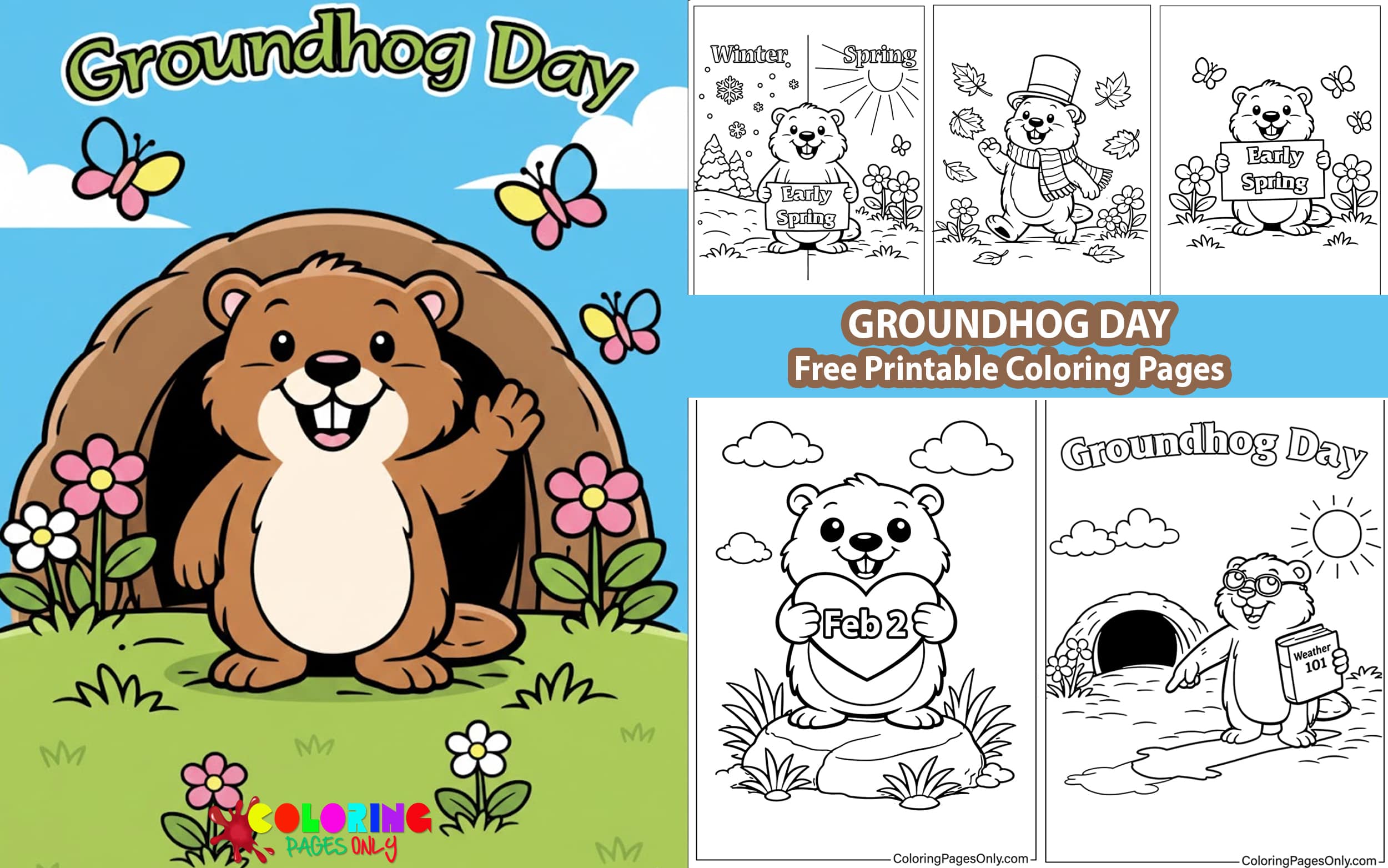 Groundhog Day Coloring Pages