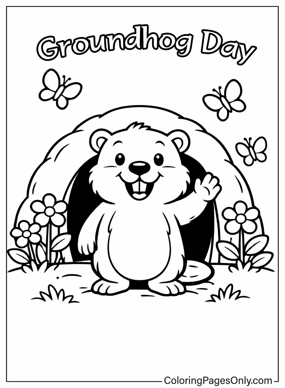 Groundhog Day Coloring Pages Greeting Scene from Groundhog Day
