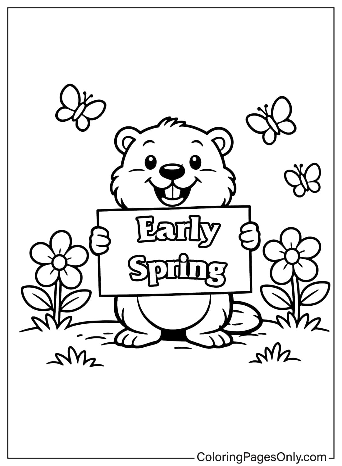 Groundhog Day Coloring Pages Early Spring Sign from Groundhog Day