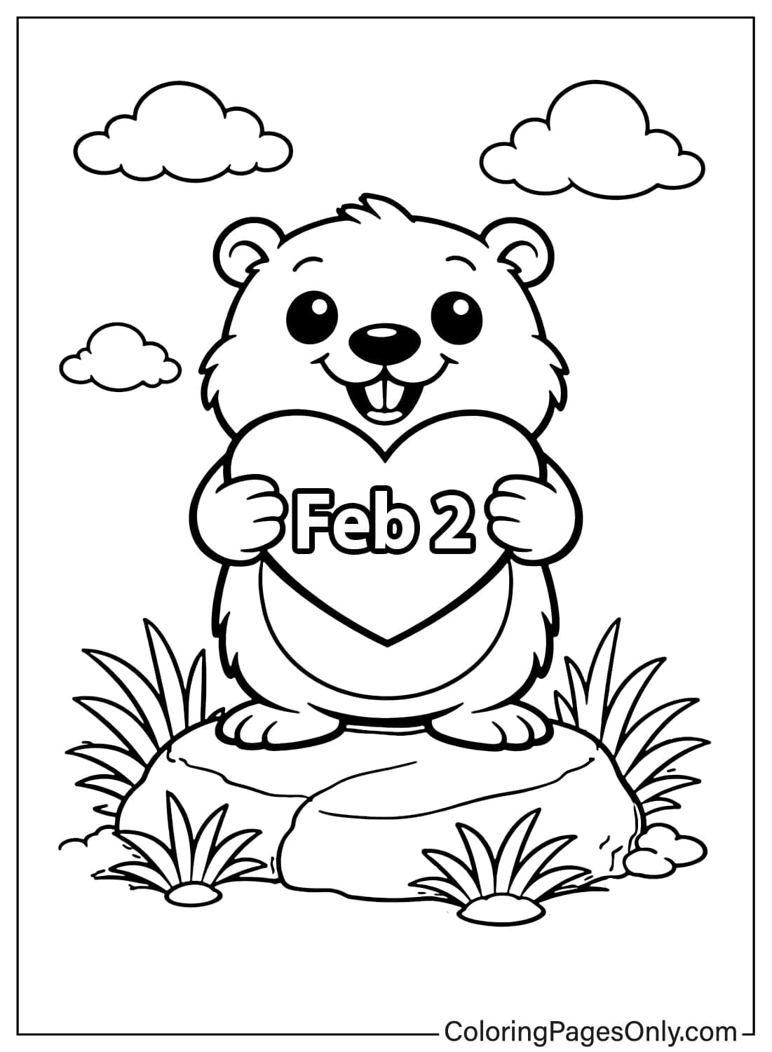 Groundhog Day Coloring Pages With Feb 2 Heart from Groundhog Day