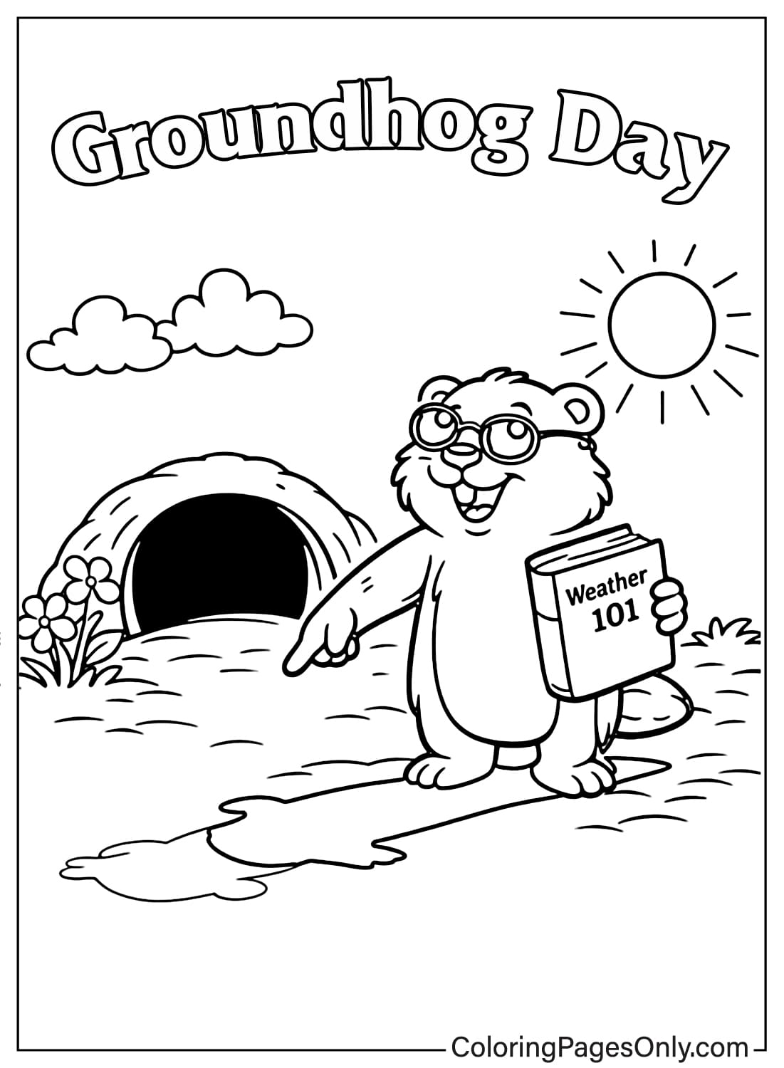 Groundhog Day Coloring Pages Weather Prediction Scene from Groundhog Day