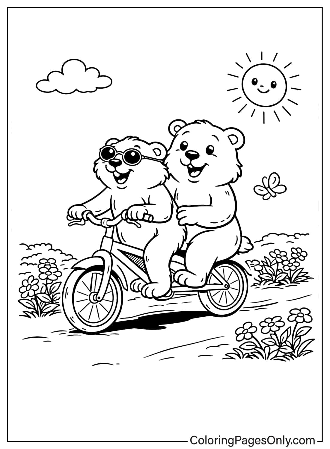 Groundhog Day Coloring Pages Bike Ride Scene from Groundhog Day