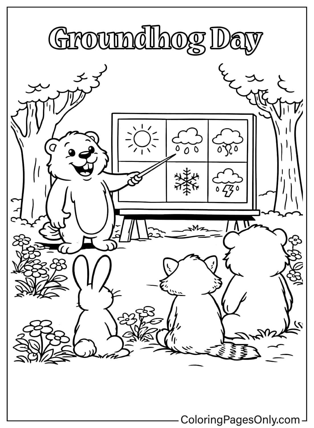 Groundhog Day Coloring Pages Weather Classroom Scene from Groundhog Day